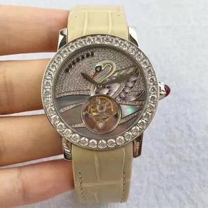 TF new BVLGARI Bvlgari новая версия Женские часы Swan Tourbillon Позолоченный корпус из нержавеющей стали 316, ремешок из кожи аллигатора