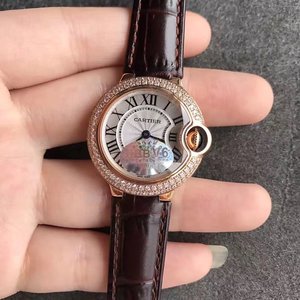 V6 Factory Cartier Blue Balloon Small 28 Diamond Ring Quartz Women's Watch One to One Replica