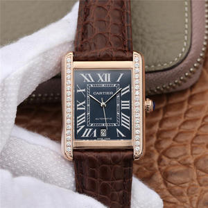 Cartier tank serie W5200027 klocka klocka storlek 31x41mm män bälte mekanisk klocka.