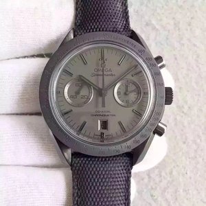 JH Omega Speedmaster Moon Dark Side Ceramic Watch 44.2mm svart keramiska fall med belagda nylon tyg rem