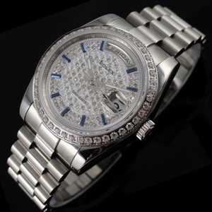 Schweizisk klocka Rolex Rolex Gypsophila herrklocka stålbälte Diamond White Face Dual Calendar Automatisk herrklocka Safir