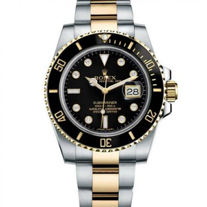 Rolex guld svart vatten ghost v7 version, Submariner SUB 116613-LN-97203 svart skiva